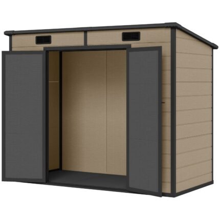 Outsunny 8 x 4 ft Outdoor Storage Shed Light Brown Resin - photo 2