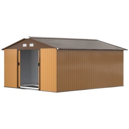 Outsunny Outdoor Storage Shed Yellow 11 x 13 ft Galvanized Steel - photo 2