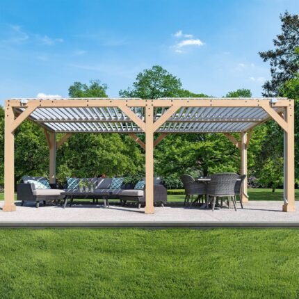 Yardistry 10 x 20 ft Natural Cedar Wooden Louvered Pergola - photo 10