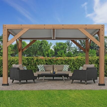 Yardistry Structures 13 x 11 ft Cedar Louvered Roof Pergola - photo 10