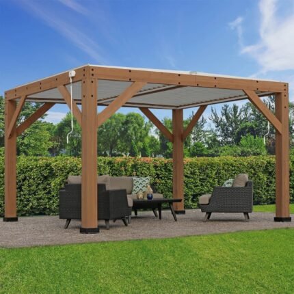 Yardistry Structures 13 x 11 ft Cedar Louvered Roof Pergola - photo 9