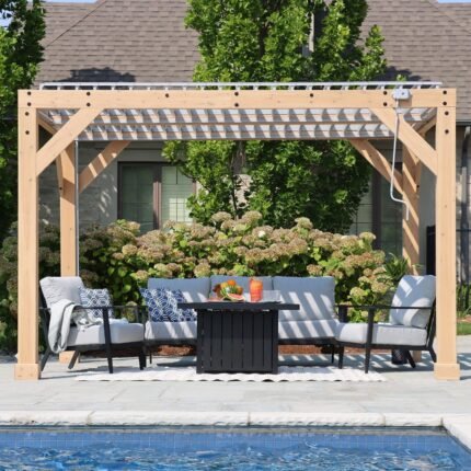 YardistryStructures 10 x 12 ft Cedar Wood Louvered Pergola, Natural Cedar - photo 10